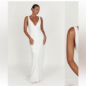 MESHKI AMANZA white maxi dress with cowl back